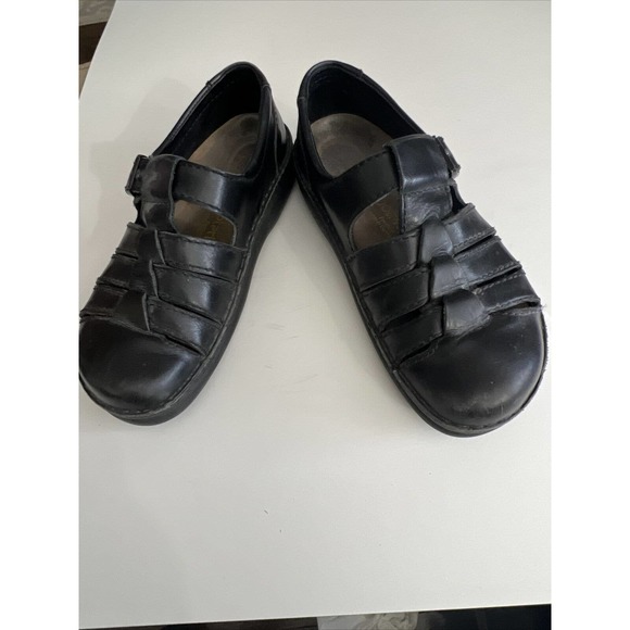 Birkenstock Footprints Leather Black Buckle Sandals Shoes Women's Size 39 - Picture 5 of 8